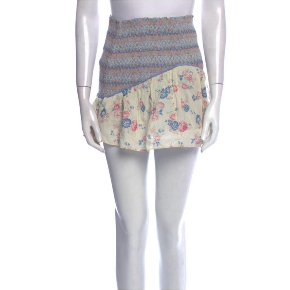 LoveShackFancy Floral Ruffle Mini Skirt
